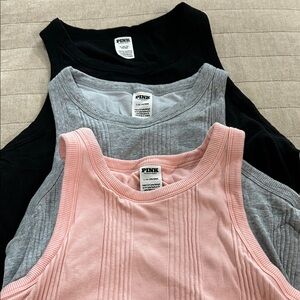 Victoria's Secret Pink Tank Tops - Black, Gray, and Pink